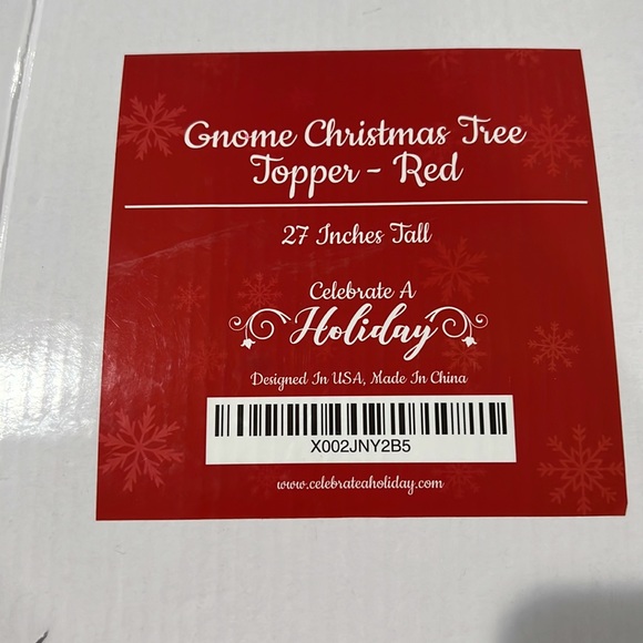 Gnome Christmas Tree Topper 27 Inch Red Celebrate a Holiday Decoration - Picture 2 of 2